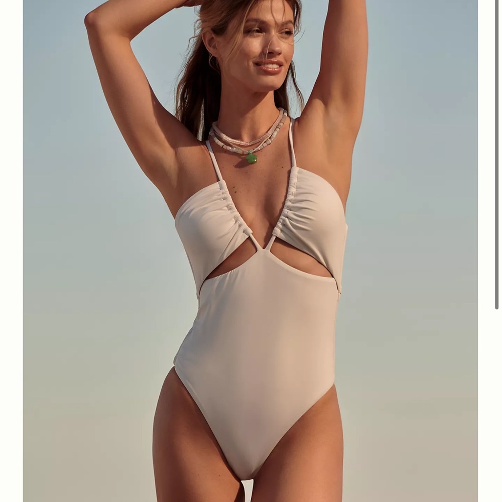 Anthropologie White Cutout One-Piece Swimsuit
